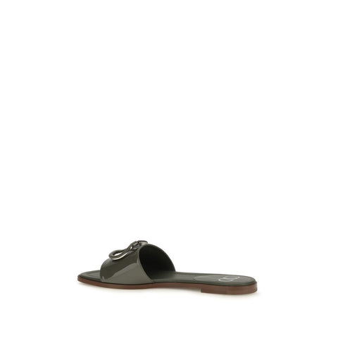 Bicolor Calf Leather Bos Taurus Flat Sandals