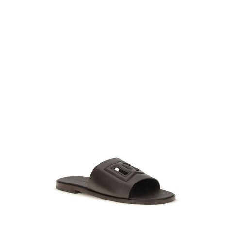 Brown Calf Leather Bos Taurus Flat Sandals