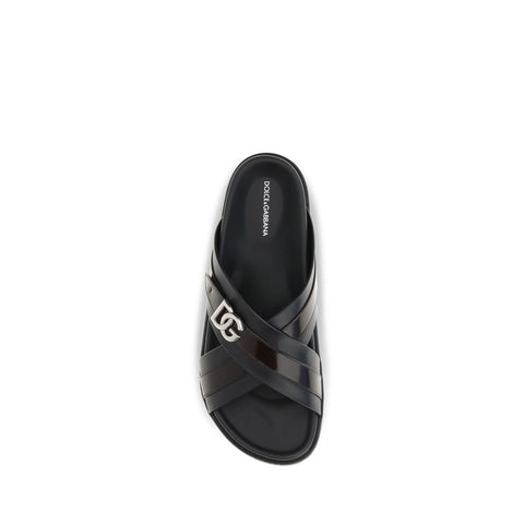 Black Calf Leather Bos Taurus Sandals