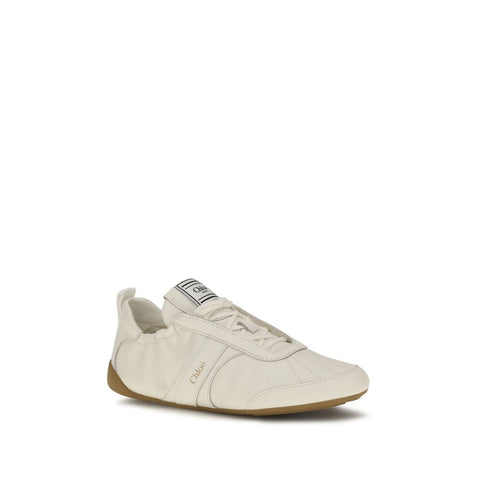 Beige Fabric Athletic Sneakers