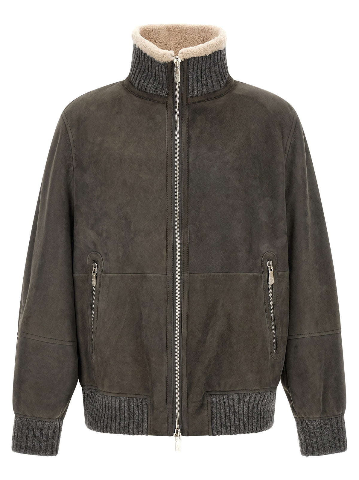 Gray Lamb Leather Leather Jacket