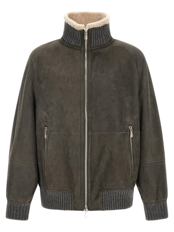 Gray Lamb Leather Leather Jacket