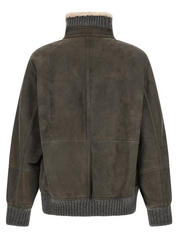 Gray Lamb Leather Leather Jacket