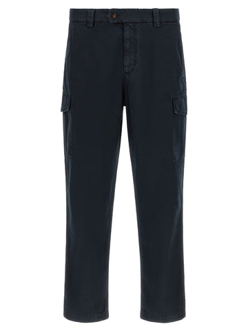 Blue Cotton Cargo Pants