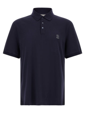 Blue Cotton Polo Shirt