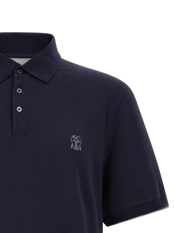 Blue Cotton Polo Shirt