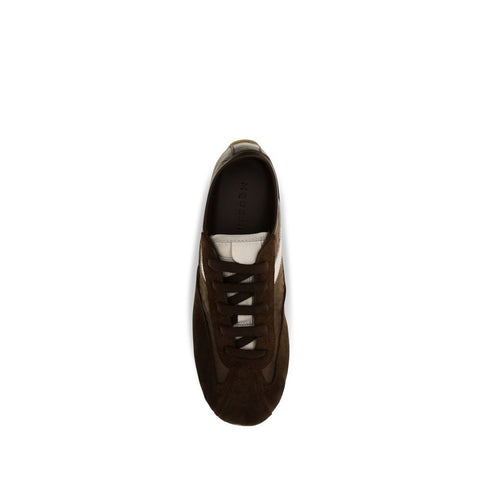 Brown Suede Leather Athletic Sneakers