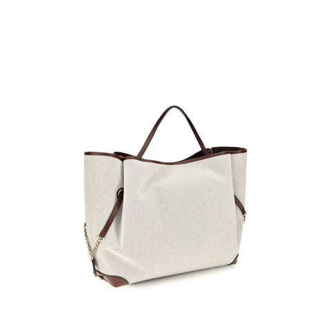 Beige Cotton Shoulder Bag
