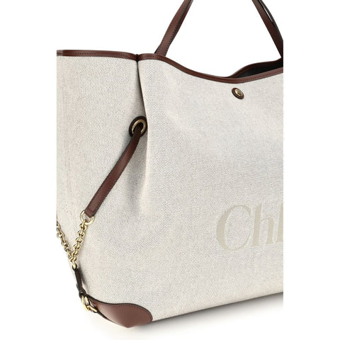 Beige Cotton Shoulder Bag