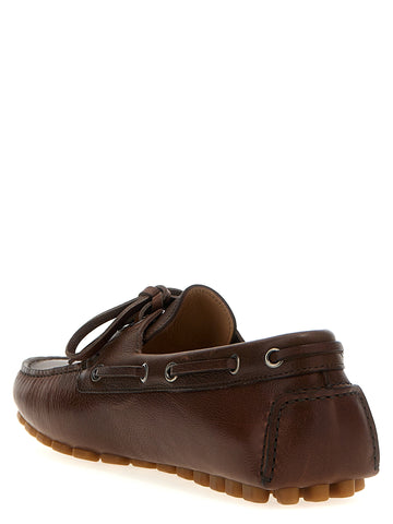Brown Buffalo Leather Slip-On Loafers