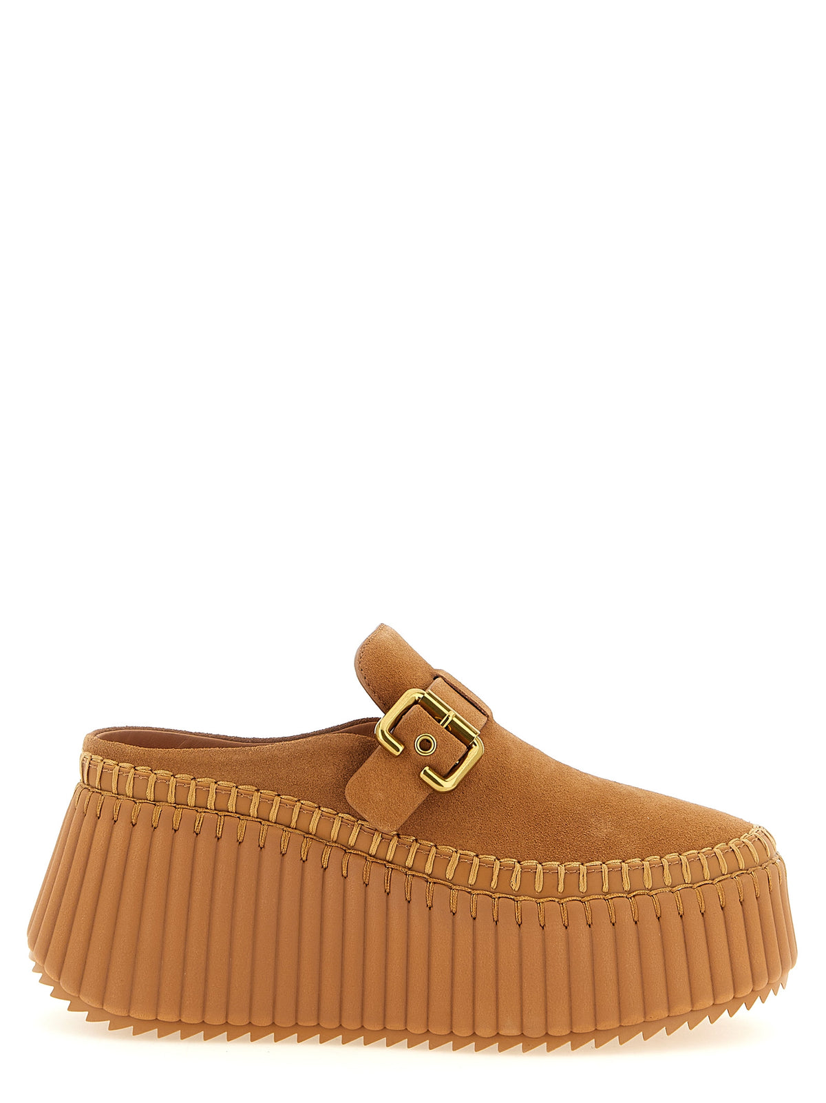 Beige Calfskin Wedge Sandals