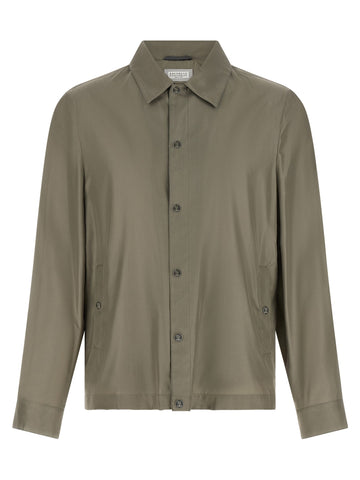 Bicolor Silk Full-Length Jacket