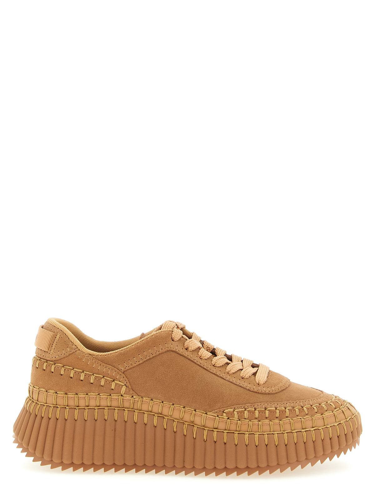 Beige Polyester Platform Sneakers