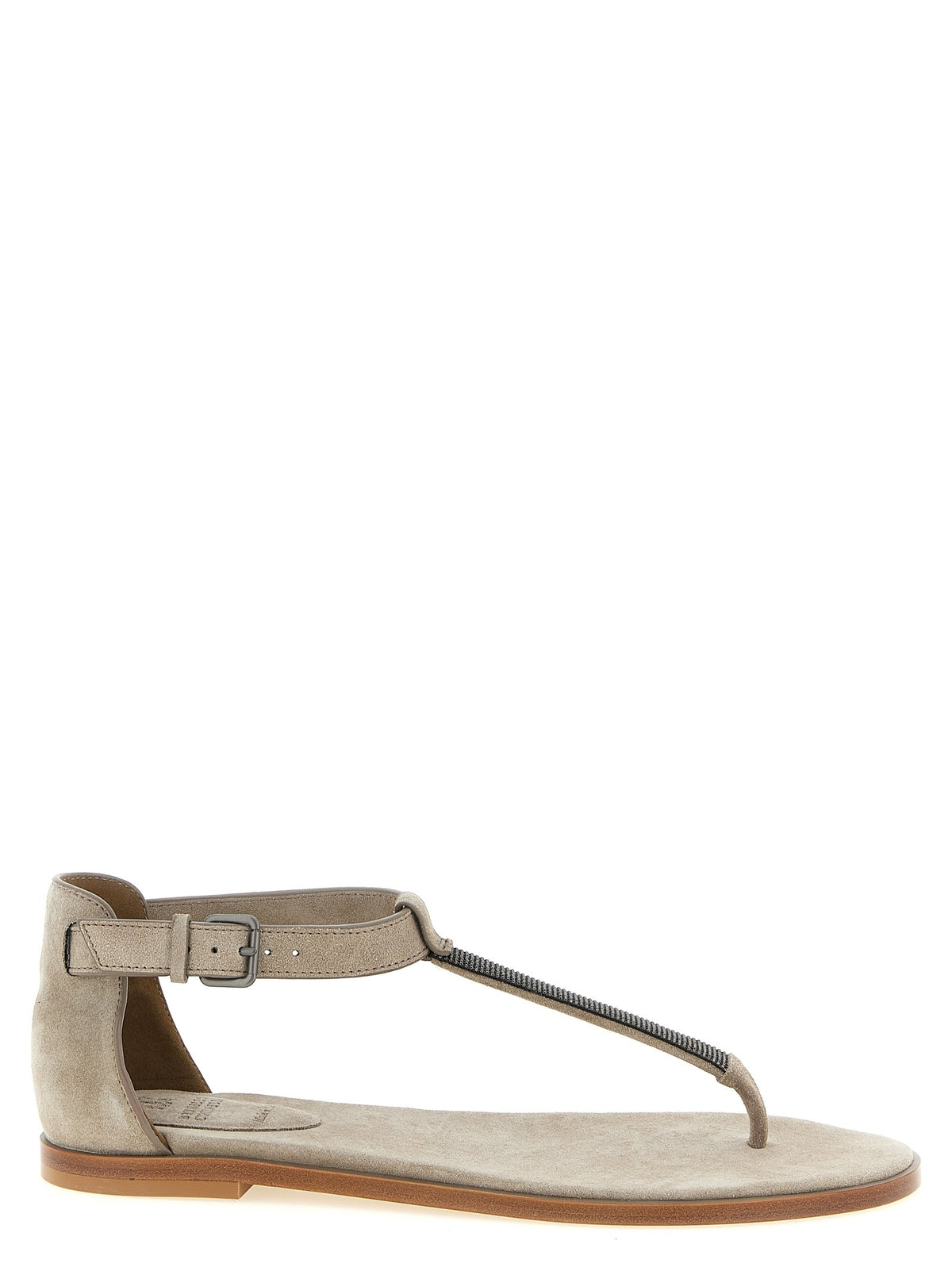 Beige Calfskin Flat Sandals