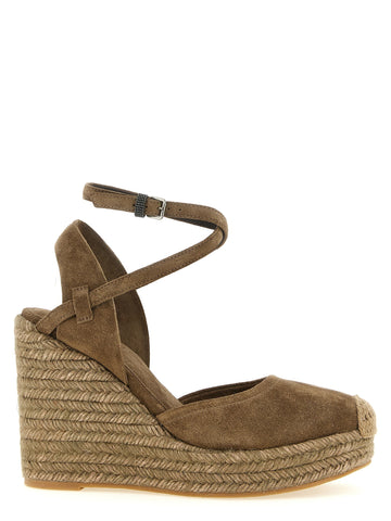 Brown Calfskin Wedge Sandals