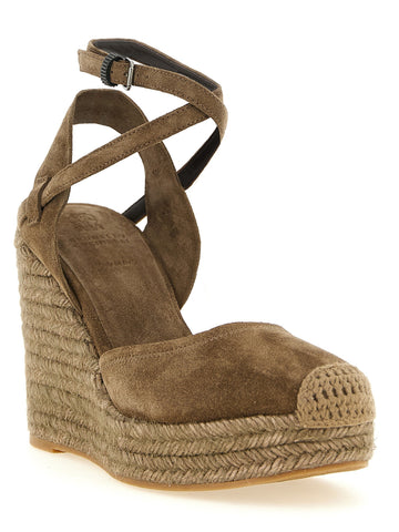 Brown Calfskin Wedge Sandals