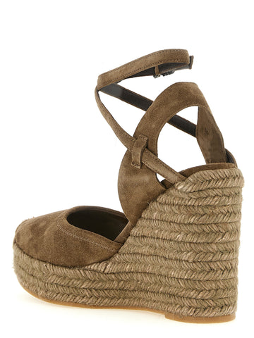 Brown Calfskin Wedge Sandals