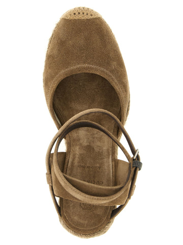 Brown Calfskin Wedge Sandals