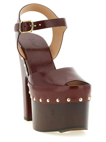 Bordeaux Lamb Leather Stiletto Heel Sandals
