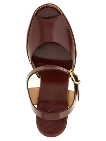 Bordeaux Lamb Leather Stiletto Heel Sandals