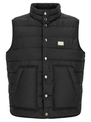 Black Polyester Sleeveless Jacket