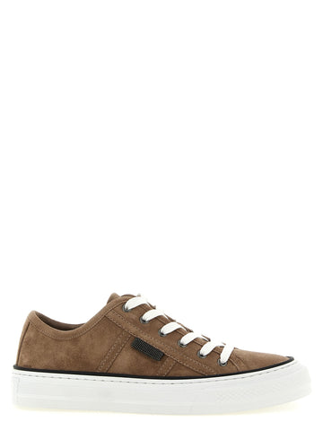 Brown Leather Low Top Sneakers