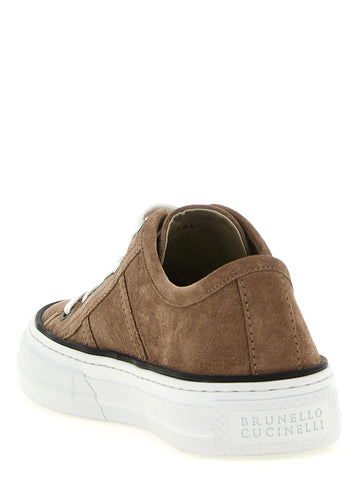 Brown Leather Low Top Sneakers