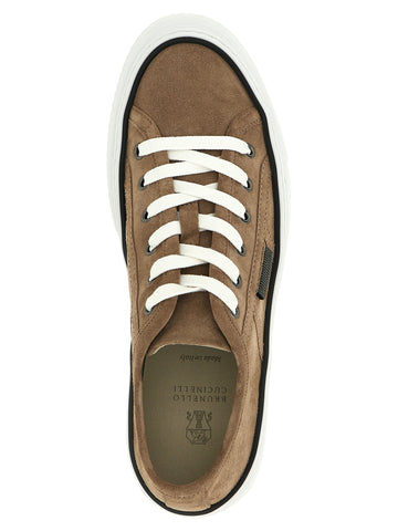 Brown Leather Low Top Sneakers
