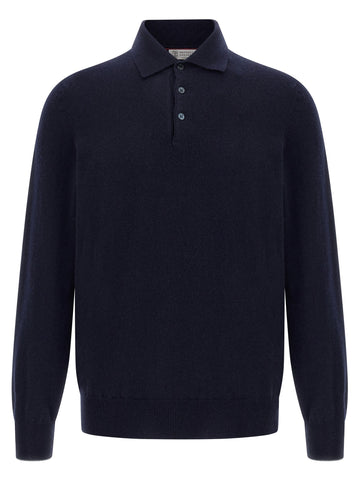 Blue Cashmere Polo Shirt