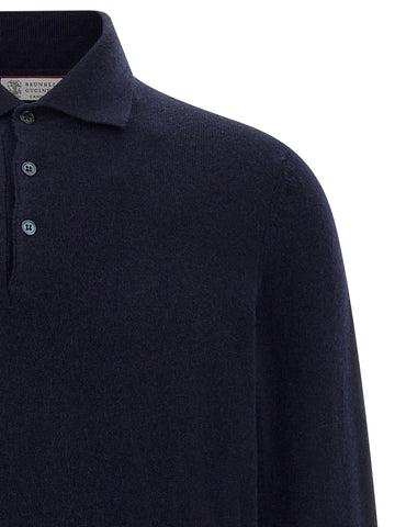 Blue Cashmere Polo Shirt