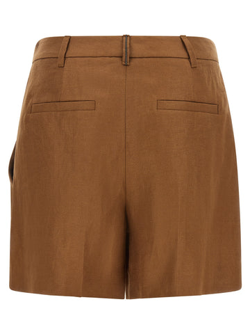Brown Linen Bermuda Shorts