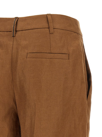 Brown Linen Bermuda Shorts
