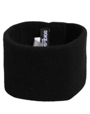 Men Black Cashmere Knitted Logo Head Band One Size