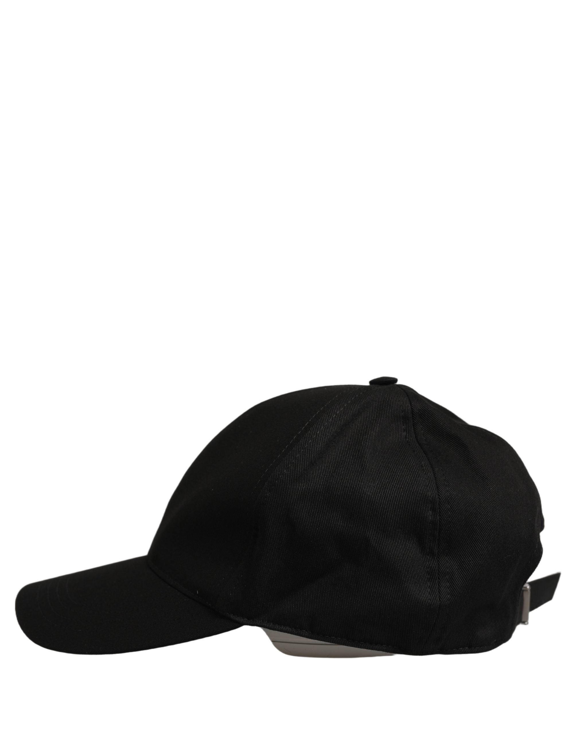 Men Black Cotton Baseball Capello 6 Panels Hat