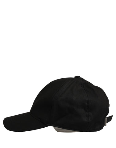 Men Black Cotton Baseball Capello 6 Panels Hat