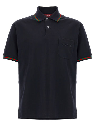 Blue Cotton Polo Shirt