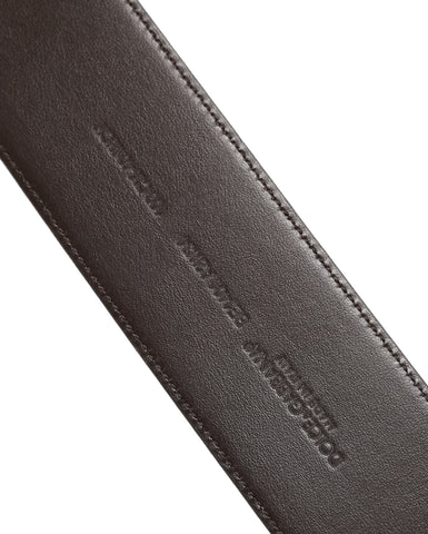 Brown Python Leather Gold Metal Buckle Belt