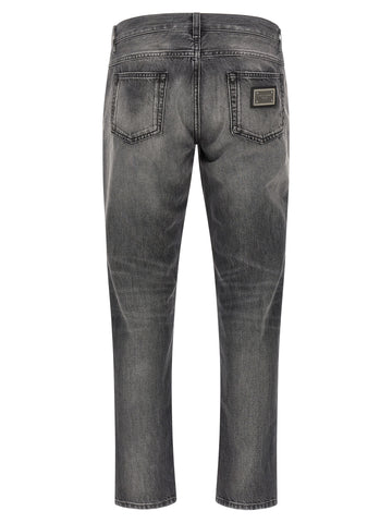 Gray Cotton Jeans Denim