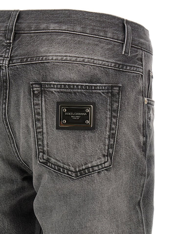 Gray Cotton Jeans Denim