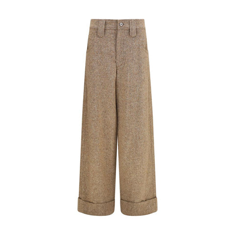 Beige Wool Oves Aries Casual Pants