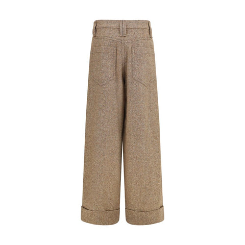 Beige Wool Oves Aries Casual Pants