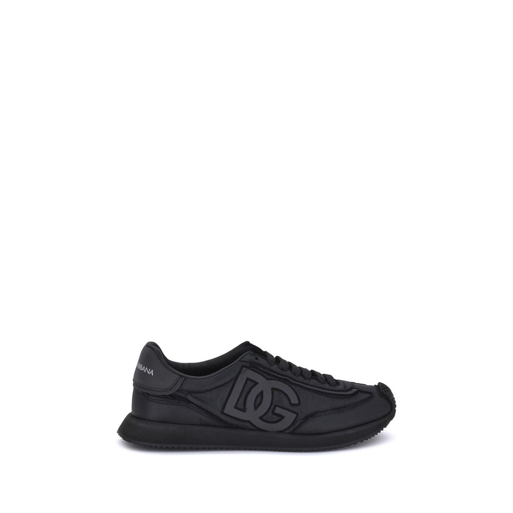 Black Fabric Athletic Sneakers