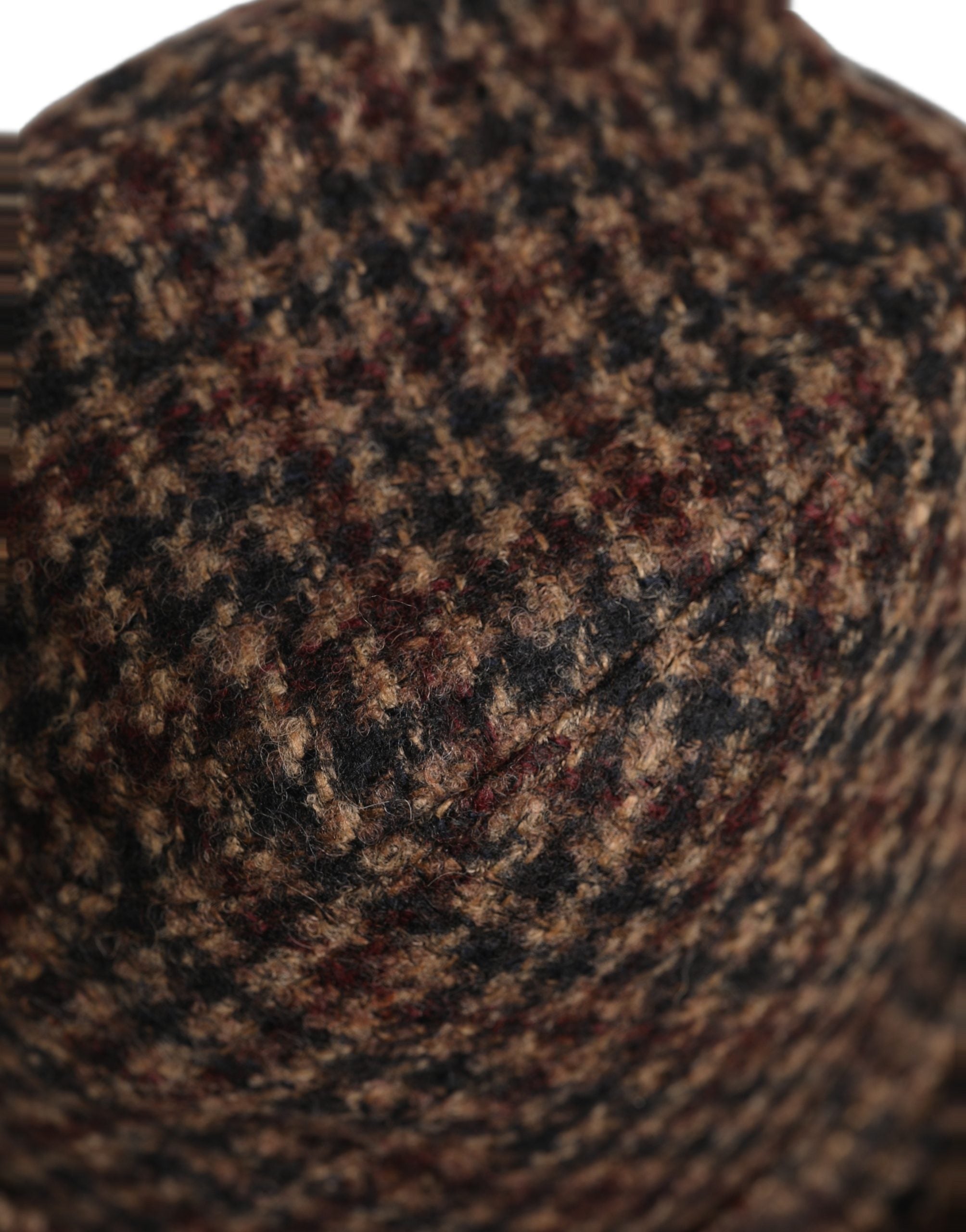 Brown Checkered Wool Tweed Fedora Capello Hats