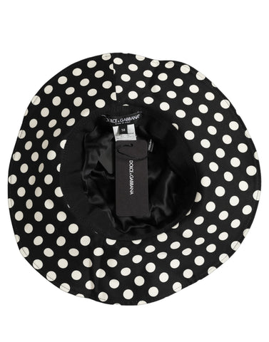 Black White Polka Dot Cotton Bucket Capello Hat