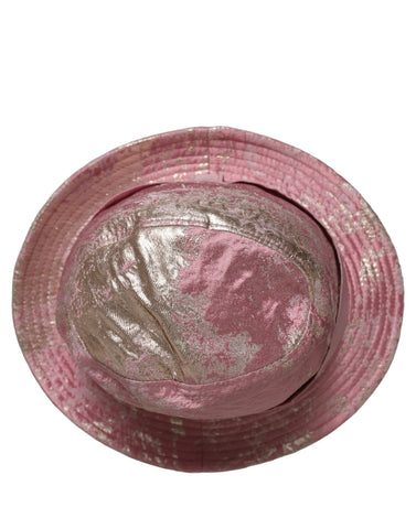 Pink Metallic Jacquard Pattern Bucket Capello Hat