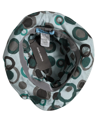 Teal Cotton Big Polka Dot Pattern Bucket Hat