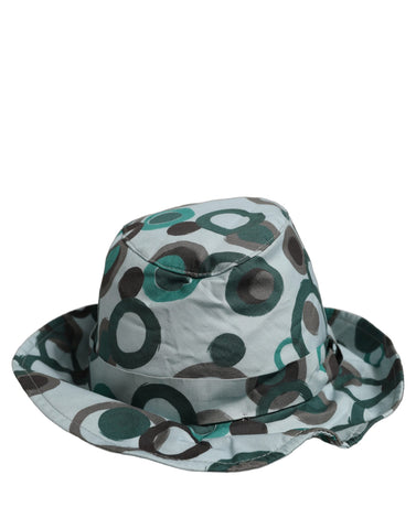 Teal Cotton Big Polka Dot Pattern Bucket Hat