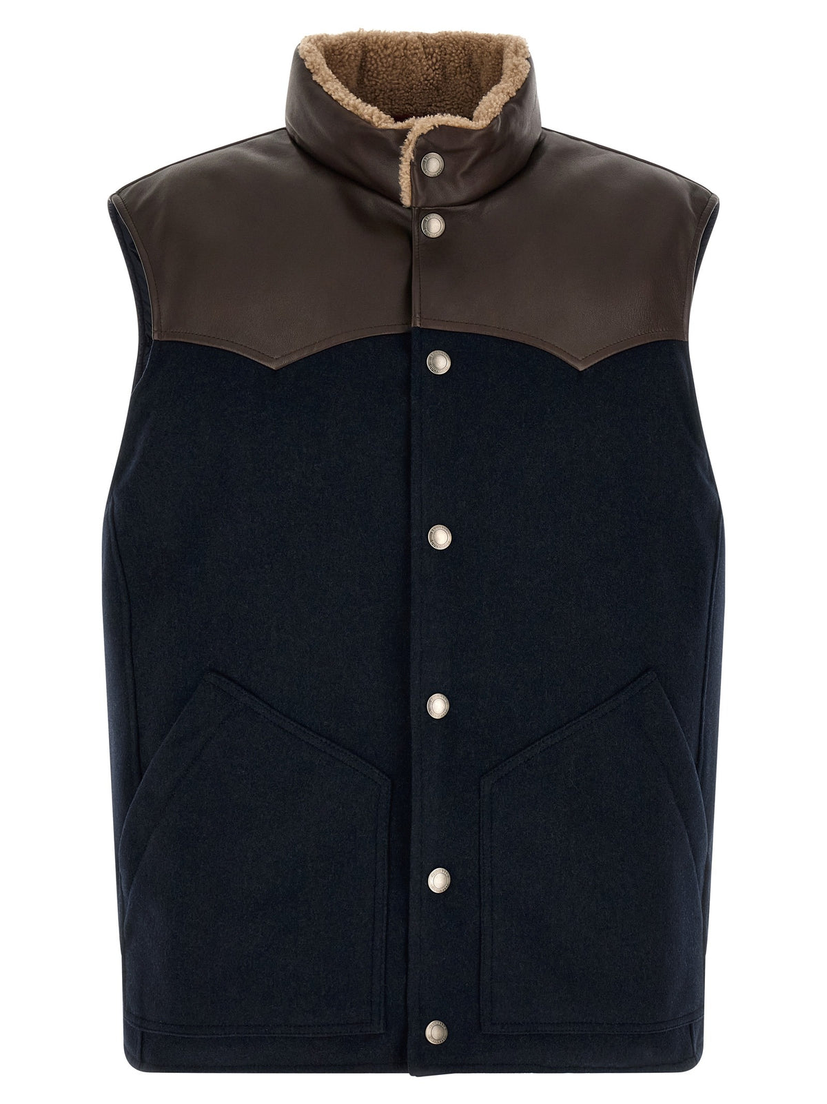 Blue Wool Sleeveless Jacket