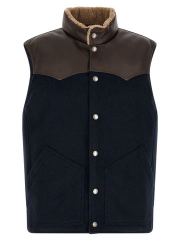 Blue Wool Sleeveless Jacket