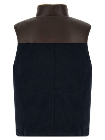 Blue Wool Sleeveless Jacket